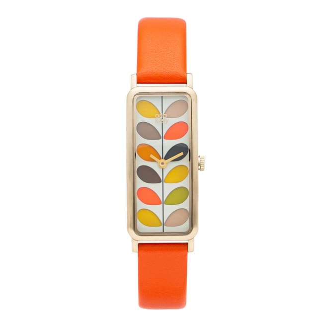 Orla Kiely Orange Multi Stem Rectangle Watch