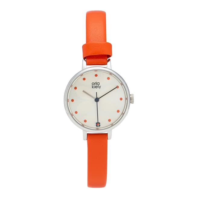 Orla Kiely Orange Ivy Leather Watch