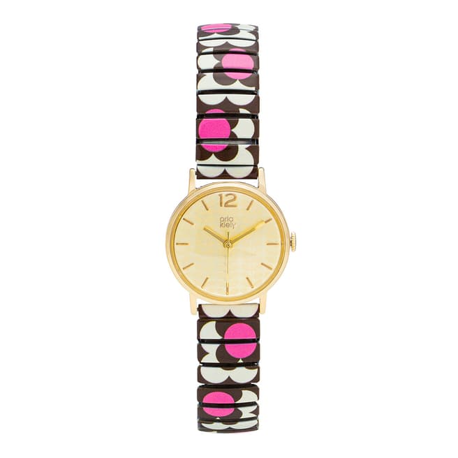 Orla Kiely Brown Pink Flower Pop Watch