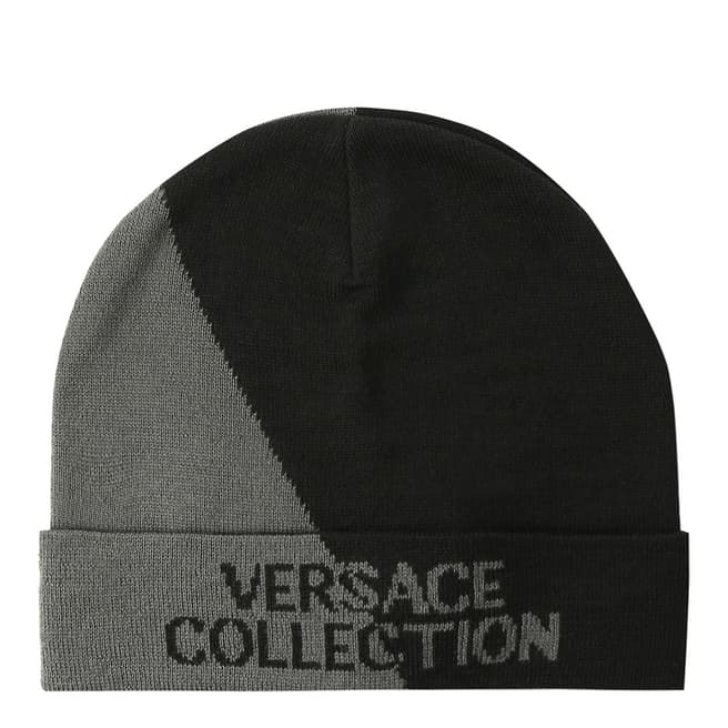 Versace Collection Black/Grey Wool Blend Beanie