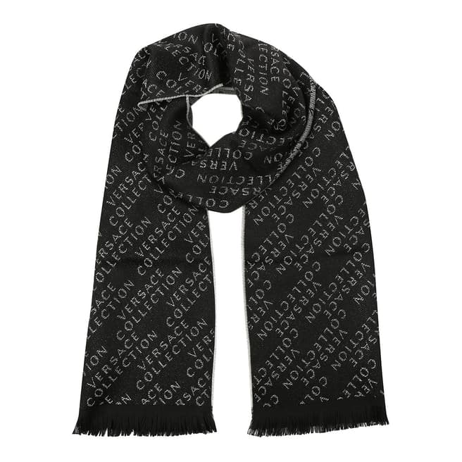 Versace Collection Black/Grey Wool Blend Scarf  38 x 180 cm