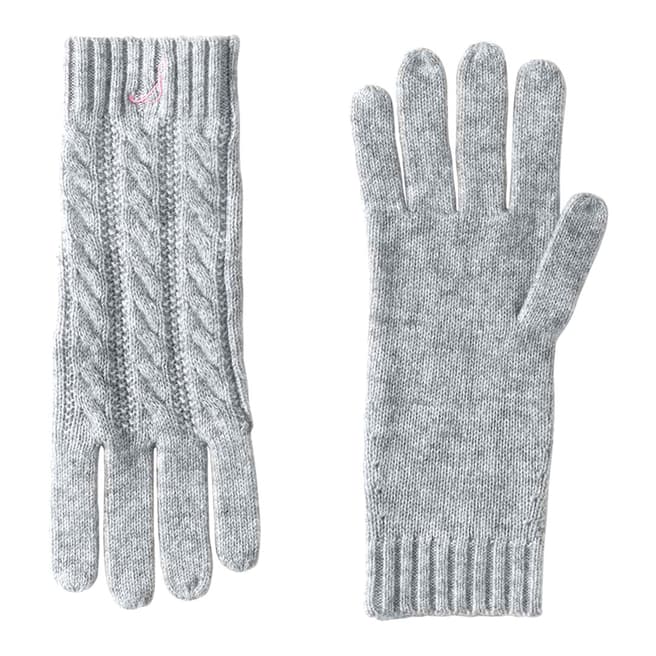 Lands End Classic Grey Heather Cashmere Cable Knit Gloves