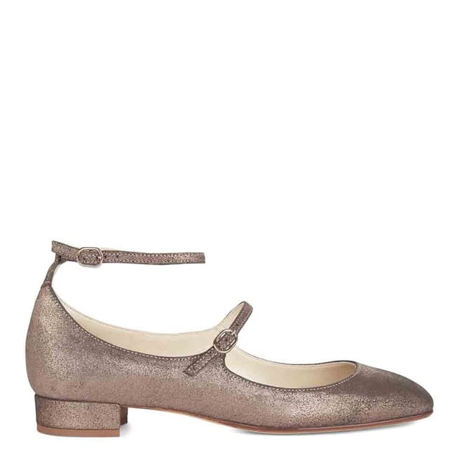 Hobbs London Gold Alice Mary Jane Suede Flats