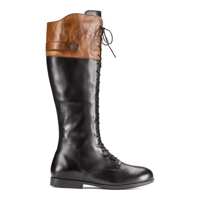 Birkenstock Black Camel Leather Longford Knee-High Boots 