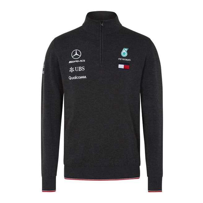 Mercedes AMG-Petronas Motorsport Men's Grey Half Zip Knitted Jumper