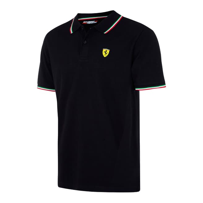 Scuderia Ferrari Men's Black Tricolore Polo