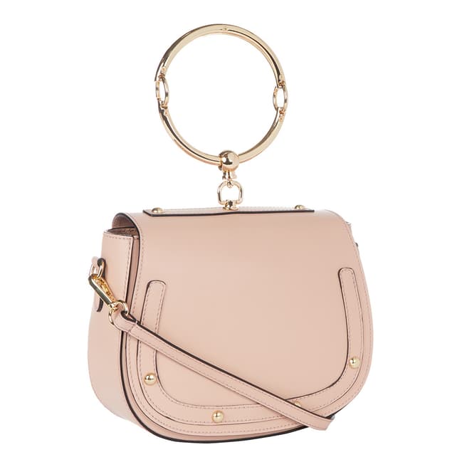 Giulia Massari Blush Pink Stud Saddle Top Handle Bag 