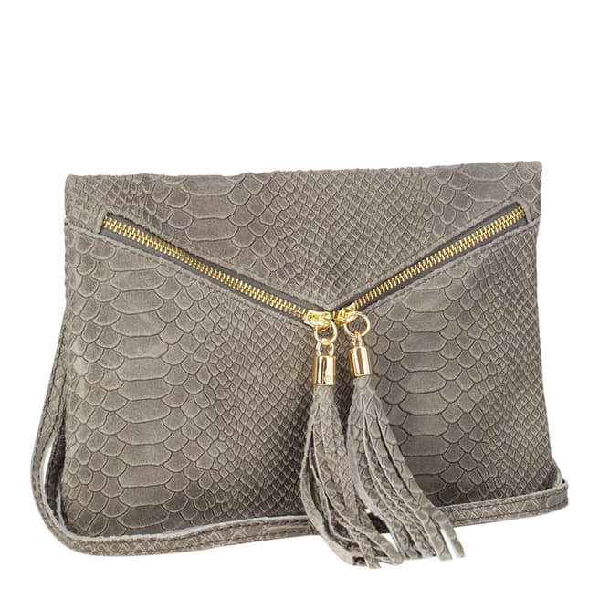 Giulia Massari Grey Envelope Clutch Bag