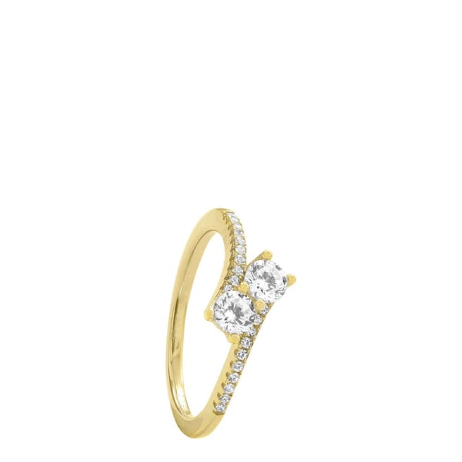 Liv Oliver 18K Gold Plated Double Zirconia Ring