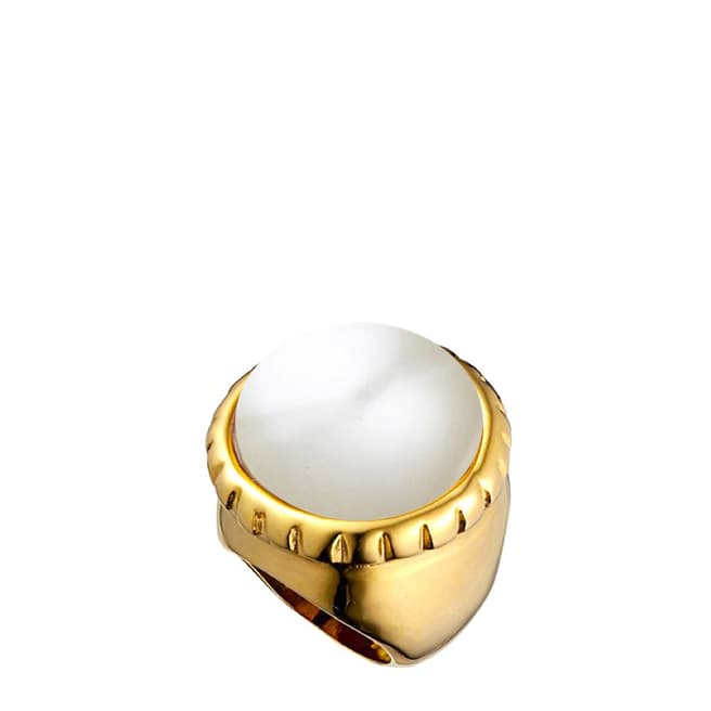 Black Label by Liv Oliver Gold Plated Pearl Ring