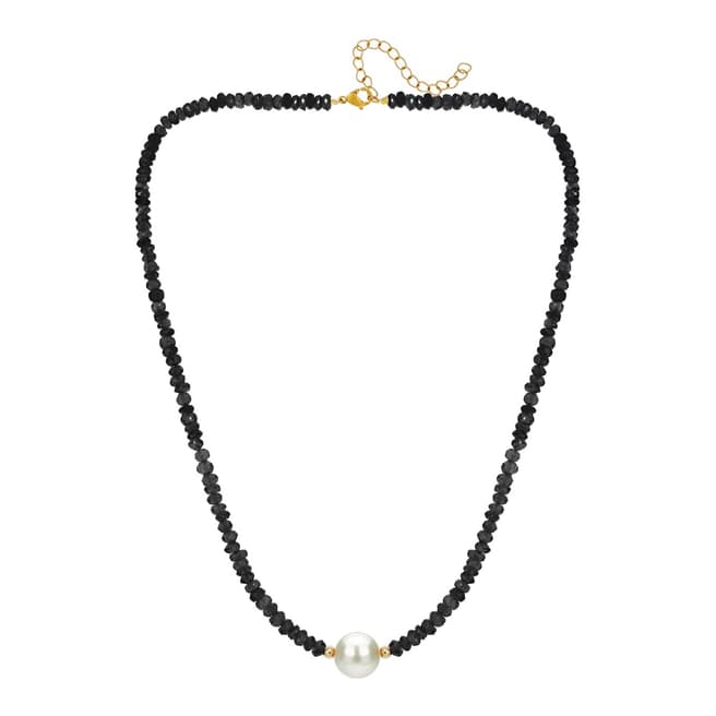 Liv Oliver 18K Gold Plated Black Onyx & Pearl Necklace
