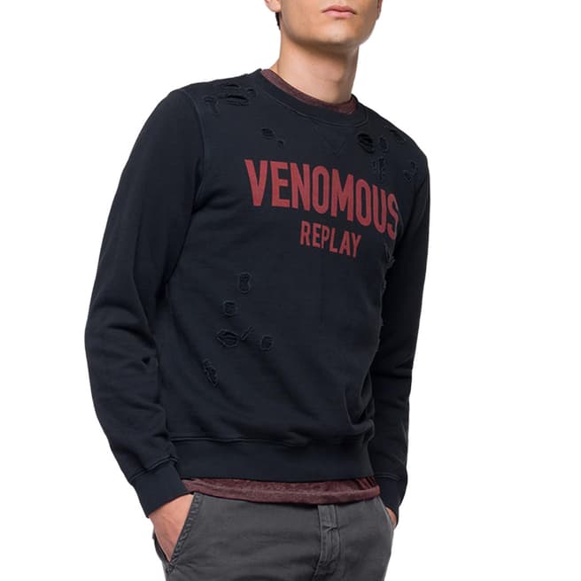 Replay Black Venomous Cotton Sweatshirt