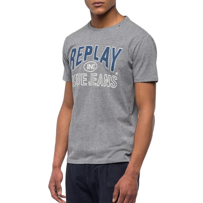 Replay Grey Jeans Print Cotton Tee