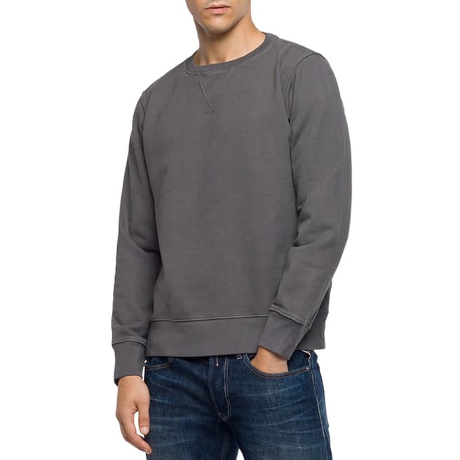 Replay Iron Grey Compact Cotton Sweatshirt