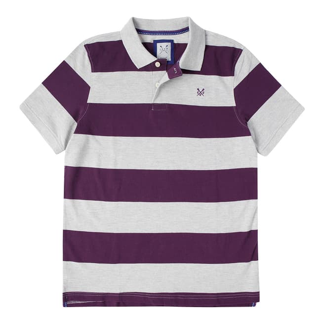 Crew Clothing Grey/Purple Stripe Melbury Polo