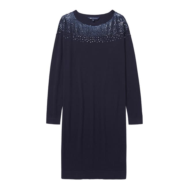 Crew Clothing Navy Embellished Knitted Dress