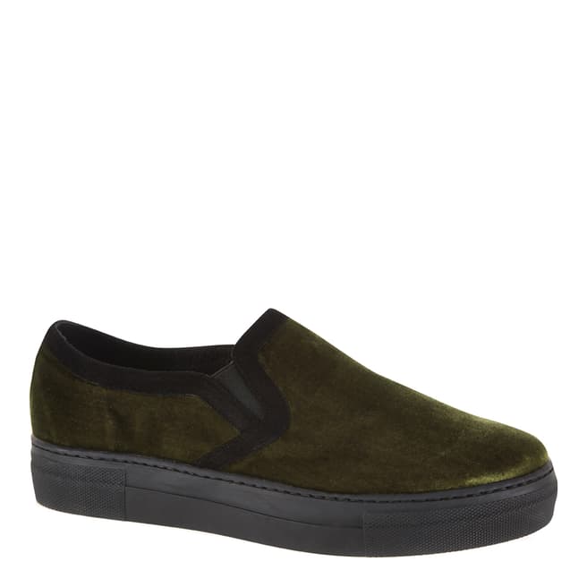 French Sole Green Velvet Board Walker Sneakers