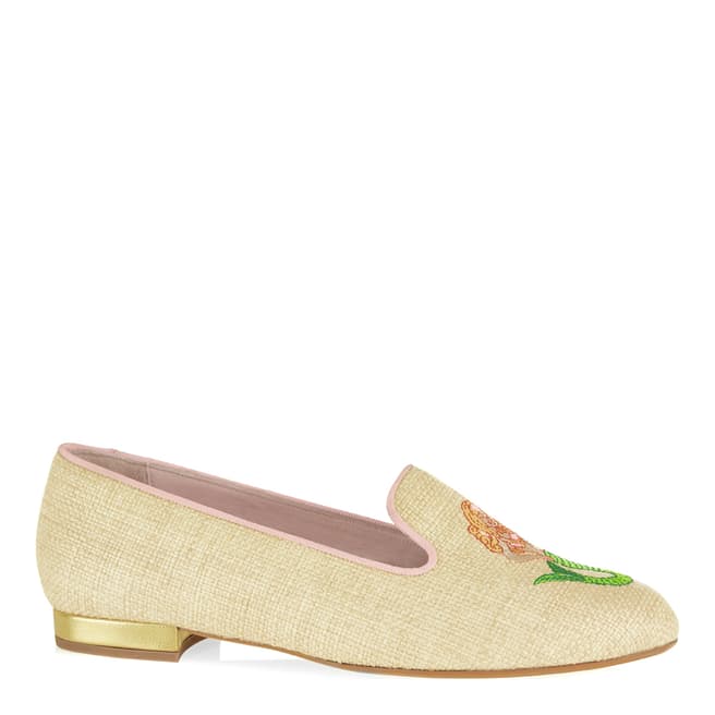French Sole Natural Raffia Hefner Style Slipper Shoes
