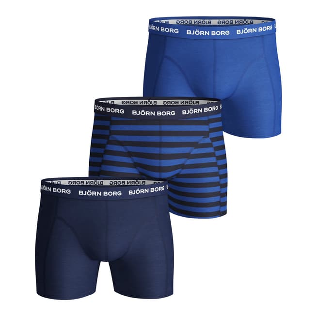 BJORN BORG Men's Blue Essential Stripe Shorts 3P