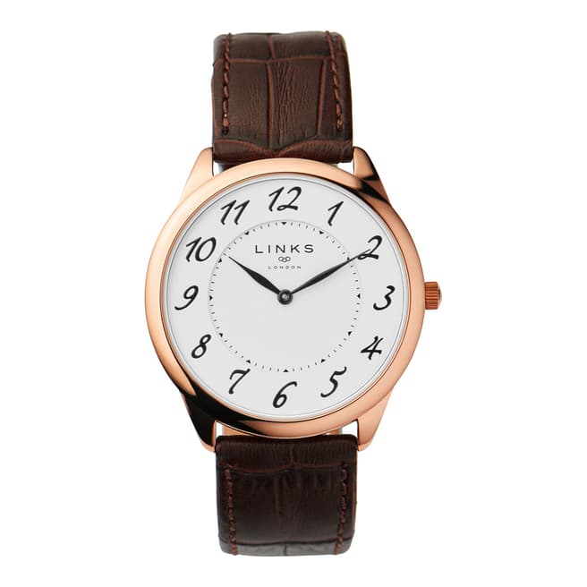 Links of London Rose Gold/White/Brown Narrative Watch 40mm
