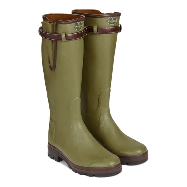 Le Chameau Men's Green Vierzon Leather Lined Wellington Boots (calf width 50)