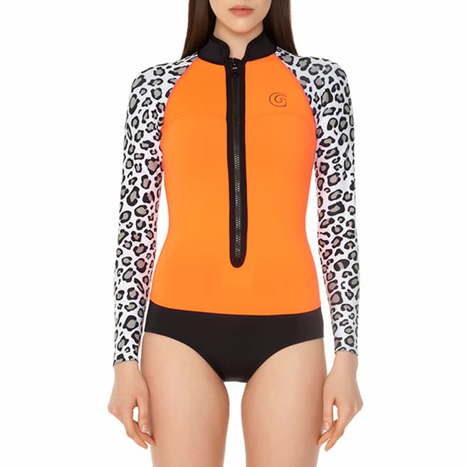 Glidesoul Leopard Print/Peach/Black  Colour Block Spring Suit 