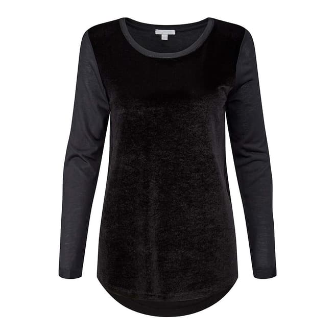 Pure Collection Black Velour Wool Blend Front Top