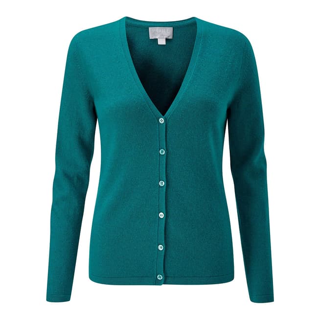 Pure Collection Emerald Cashmere V Neck Cardigan