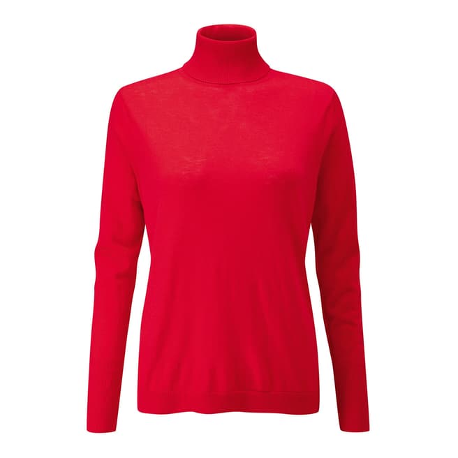 Pure Collection Red Ultra Soft Merino Polo Jumper