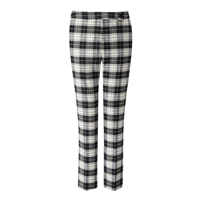 Pure Collection Black/Ivory Check Tailored Wool Blend Trousers