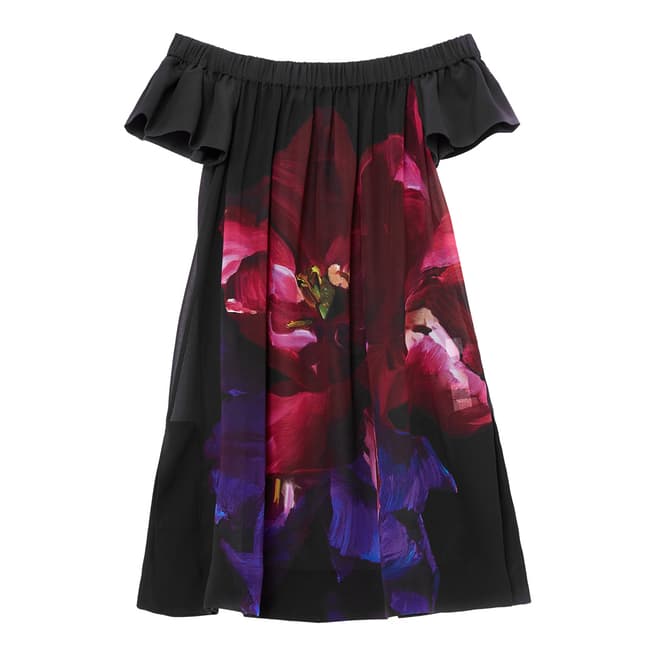 Ted Baker Black Immay Impressionist Bardot Cover Up Dress