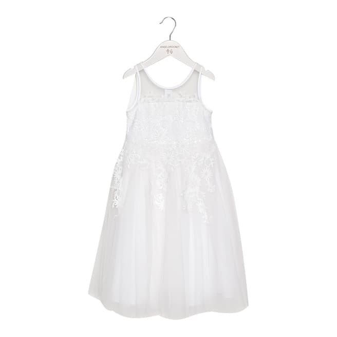 Angel & Rocket Girls White Amelie Cascade Lace Bodice Dress