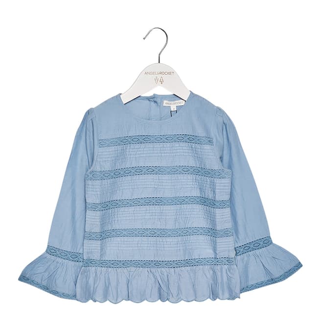 Angel & Rocket Girls Chambray Tilly Cotton Lace & Pin tuck Top 