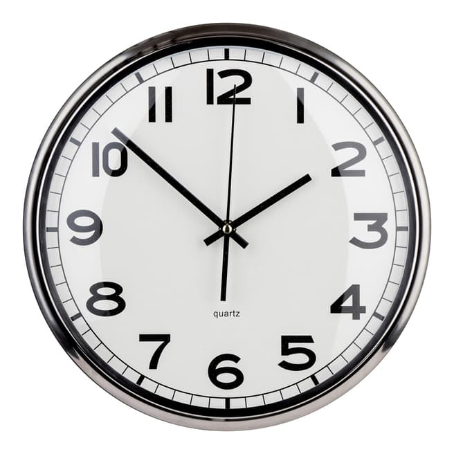 Fifty Five South Silver Metal Lined Rim Wall Clock