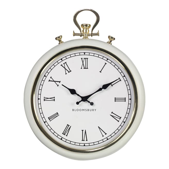 Premier Housewares White Metal and Glass Pocket Style Wall Clock