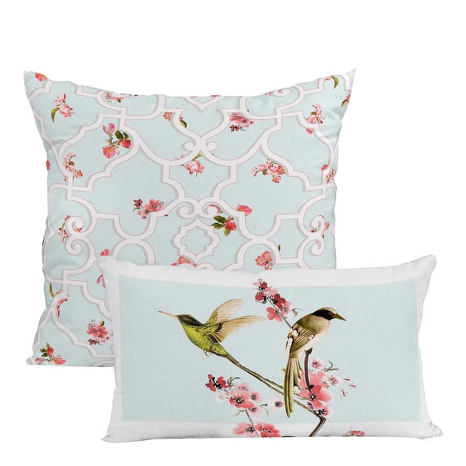 Happy Friday Sakura Pair of Reversible Cushion Covers