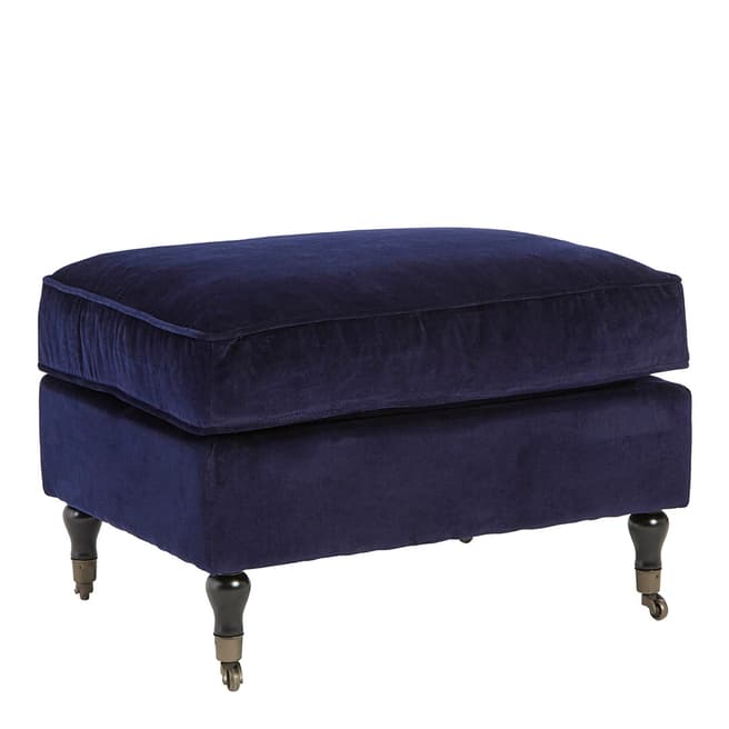 Fifty Five South Plush Velvet Footstool, Midnight Blue