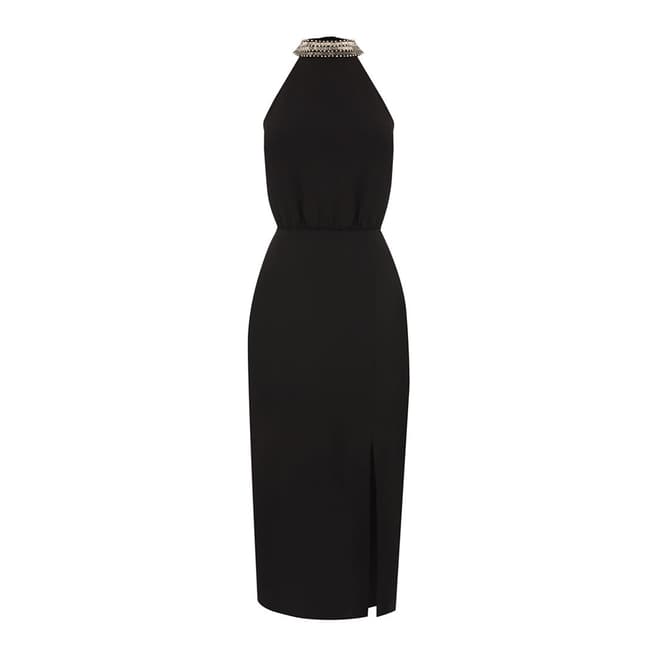 Oasis Black Embellished Column Midi Dress