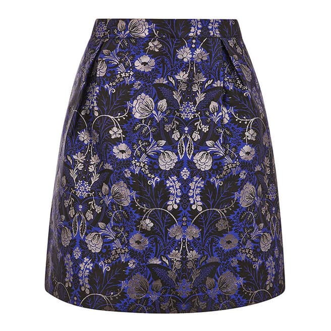Oasis Navy Floral Jacquard Marley Mini Skirt 