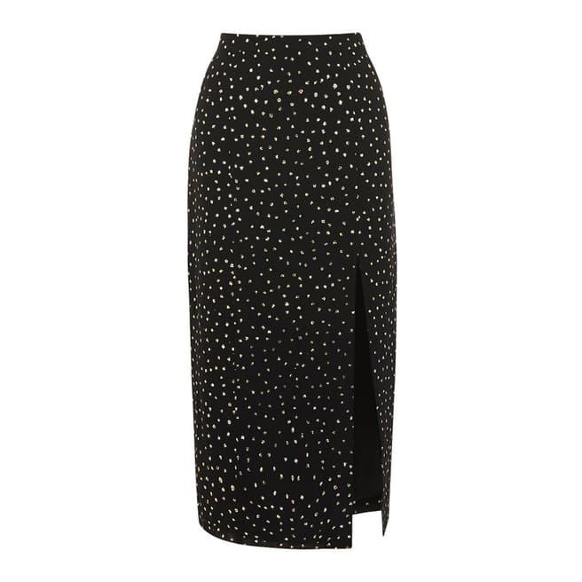 Oasis Multi Black Glitter Spot Column Midi Skirt