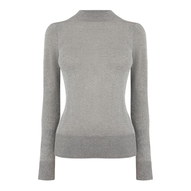 Oasis Silver Lucy Lurex Turtleneck Top