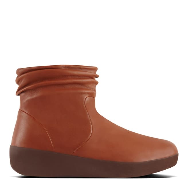 FitFlop Caramel Leather Skatebootie Ankle Boots 