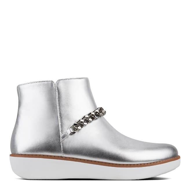 FitFlop Silver Leather Pia Chain Metallic Ankle Boots