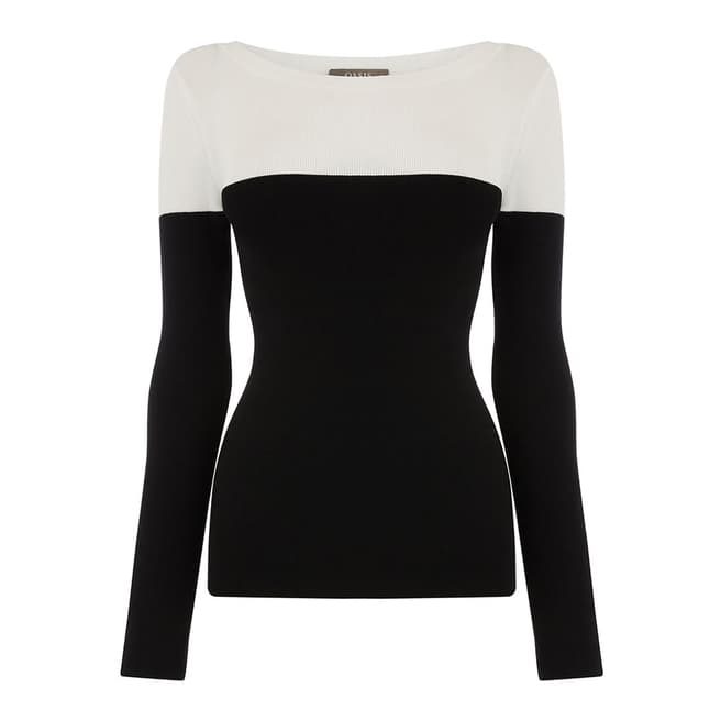 Oasis Black and White Cerys Colourblock Jumper