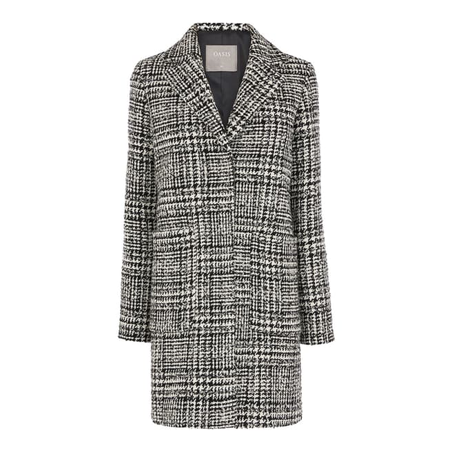 Oasis Multi Wool Blend Libby Check Relaxed Coat