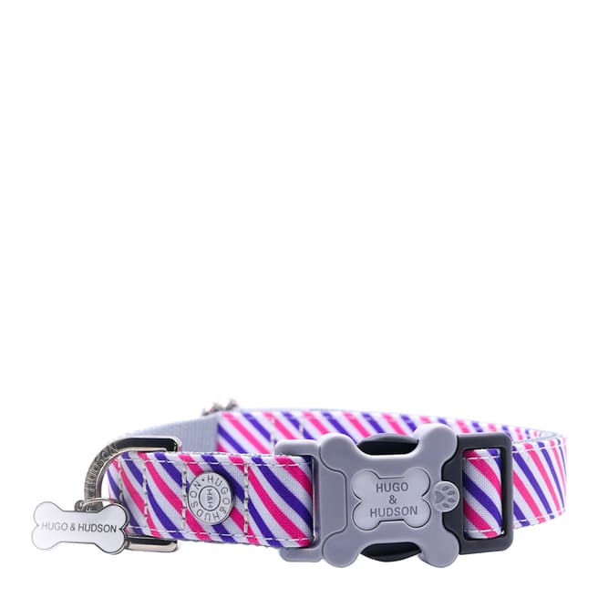 Hugo & Hudson Pink/Purple Large Stripe Dog Collar 