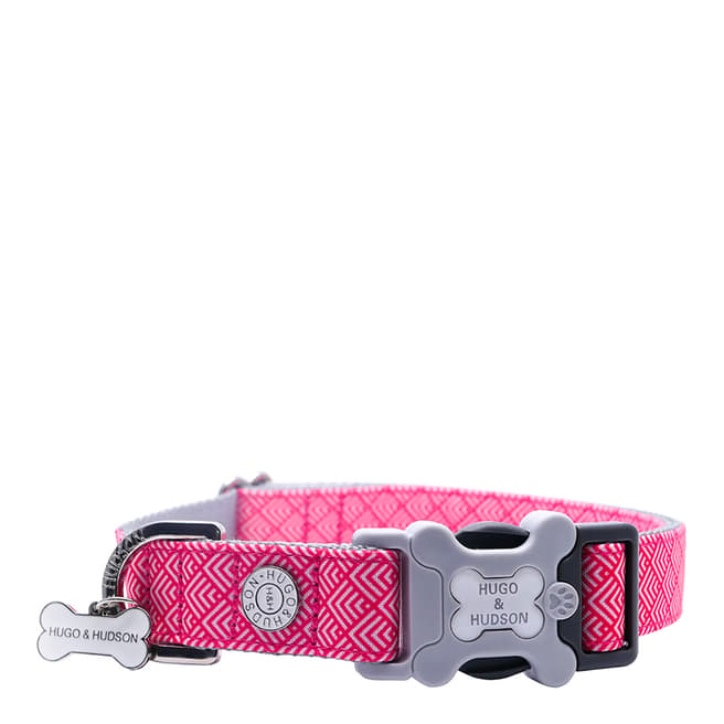 Hugo & Hudson Pink Small Geometric Dog Collar 