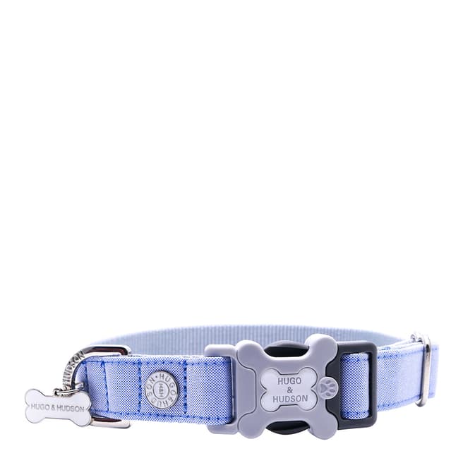 Hugo & Hudson Blue Medium Oxford Dog Collar 