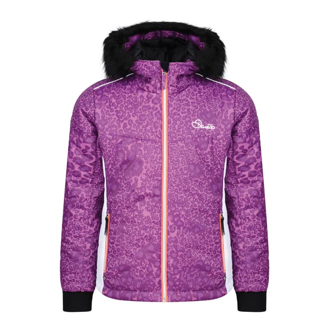 Dare2B Kids Ultra Violet Purple Leopard Print Muse Luxe Ski Jacket
