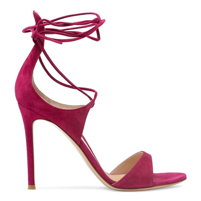 Gianvito Rossi Flamingo Pink Suede Lace Up Heeled Sandals 